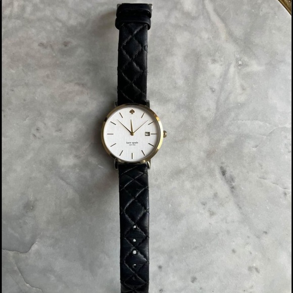 Kate Spade Live Colorfully Black Embossed Leather Watch